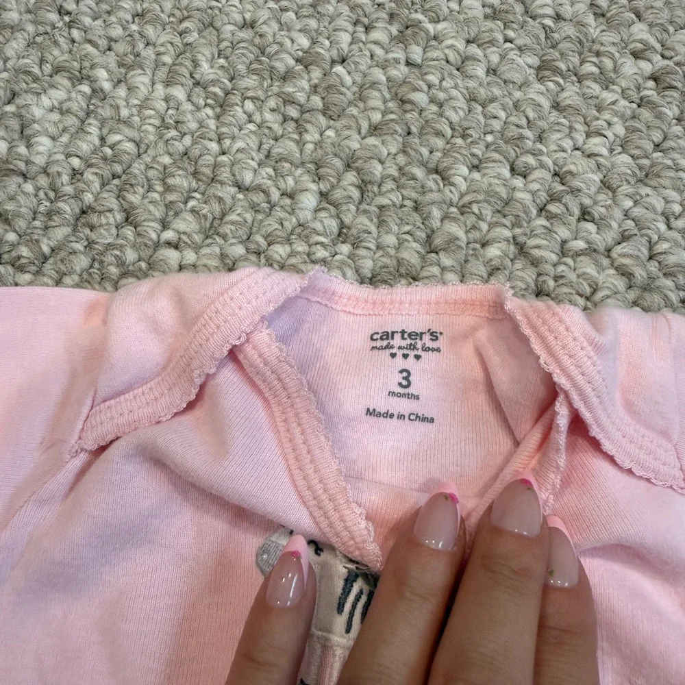 Carters Baby Girl Pink Zebra Bodysuit and Pants Set Size 3 Months Long Sleeve